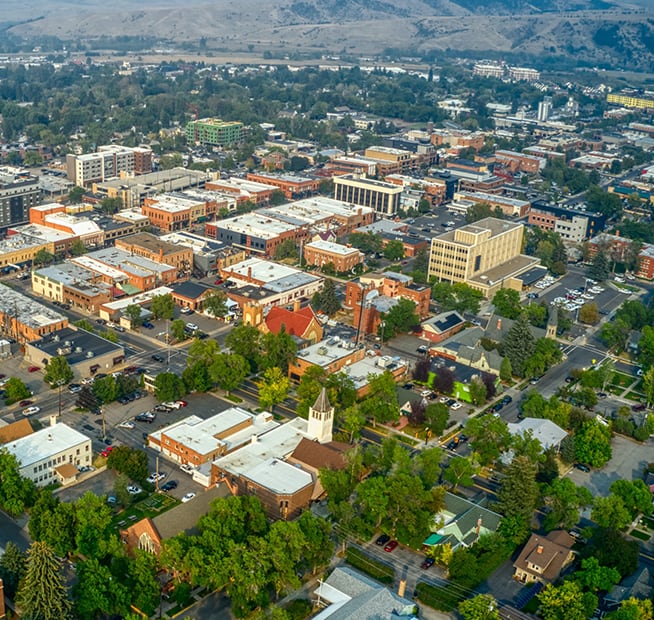 Aerial View of Downtown Bozeman, MT